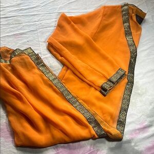 Vintage Orange Duster with Gold Accents